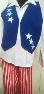 Kids Costumes to Hire - Uncle Sam - top, waistcoat, stripped pants